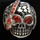 Skull Ring For Motor Biker with Red CZ - TR11